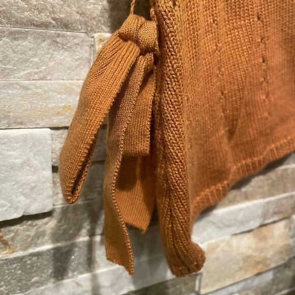 Sundance S Rust Knit Sweater | Supima Cotton Wool Blend, Tie Sleeve Detail NWOT - Picture 8 of 8